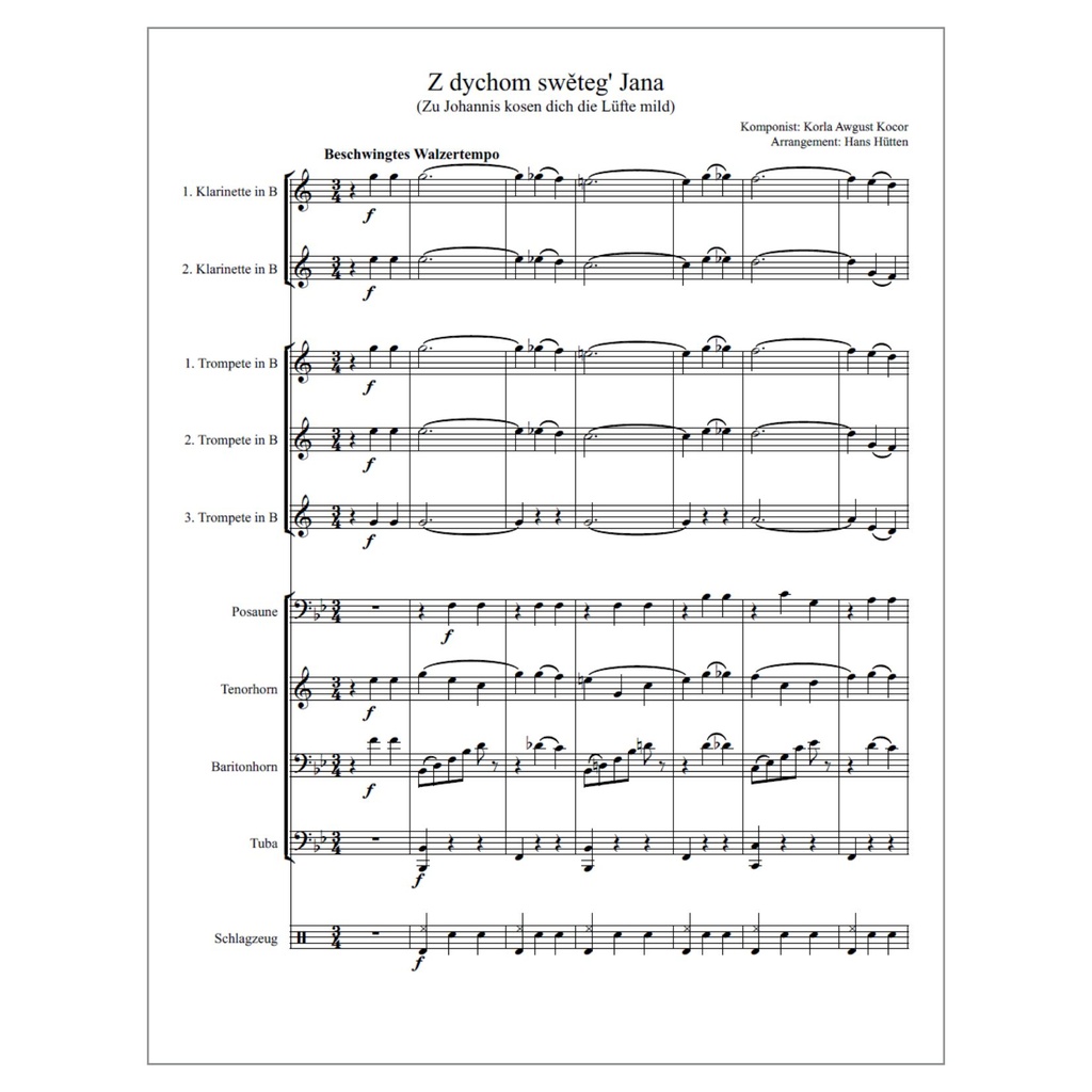 Pdf Noten - Z dychom swěteg' Jana/Zu Johannis kosen dich die Lüfte mild