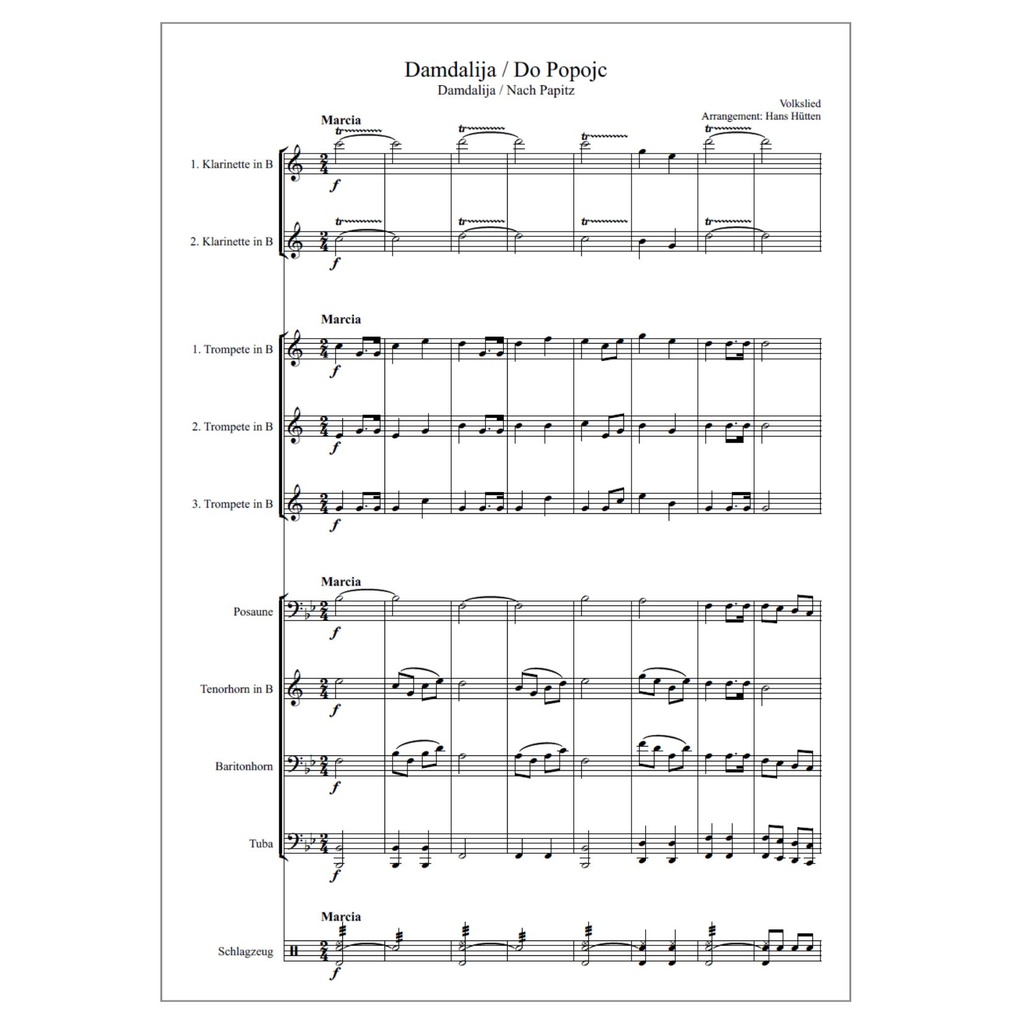 Pdf Noten - Damdalija/Do Popojc - Damdalija/ Nach Papitz