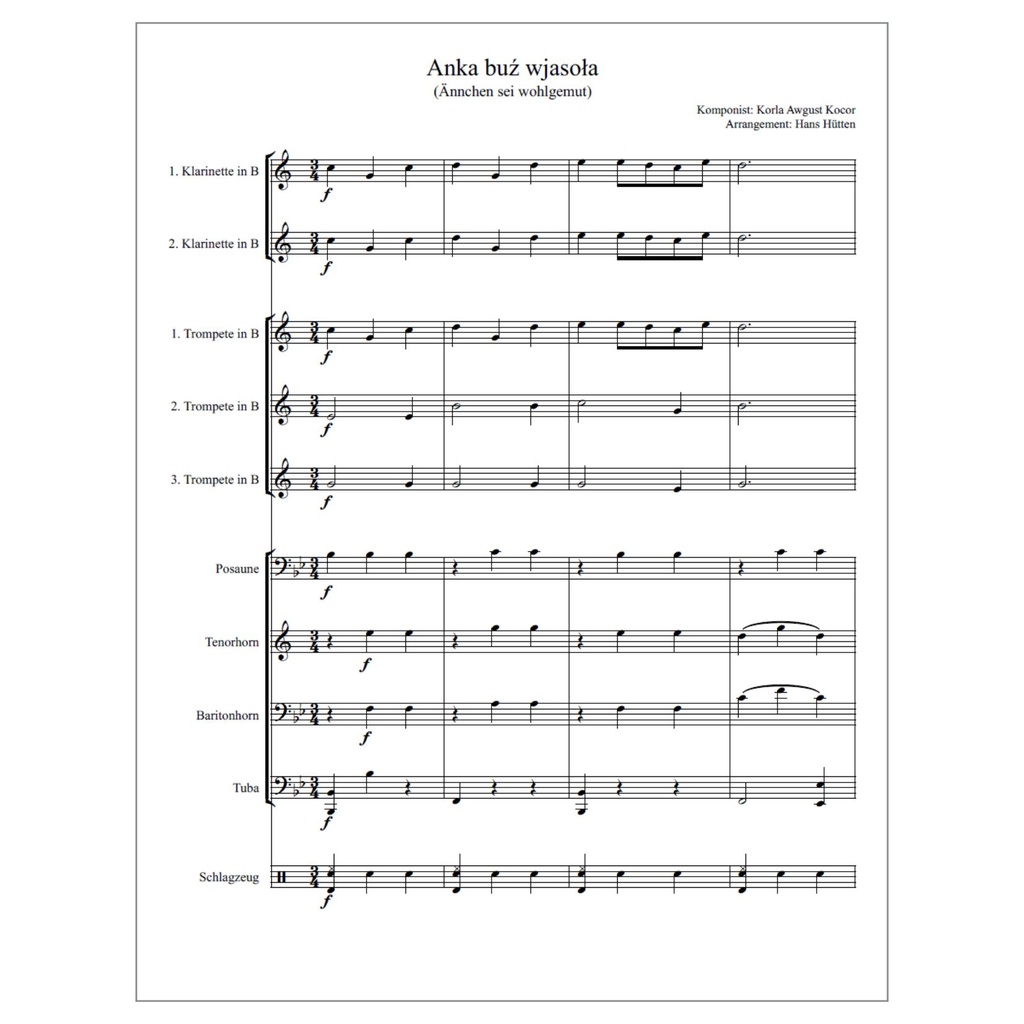 Pdf Noten - Anka buź wjasoła/Ännchen sei wohlgemut