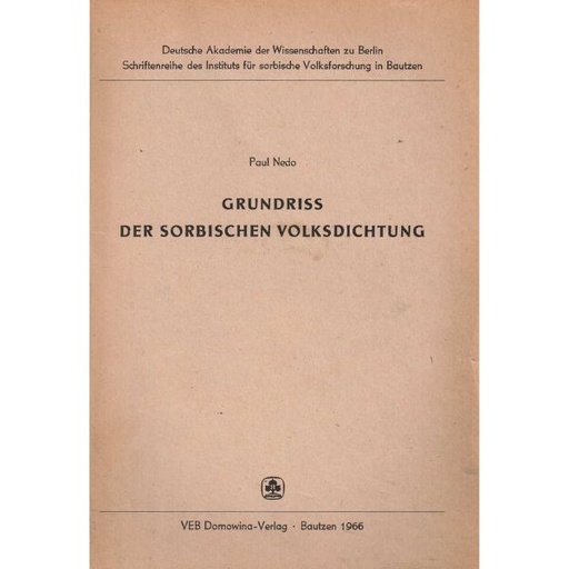 [LB] (A) Antiquariat- Grundriss der sorbischen Volksdichtung