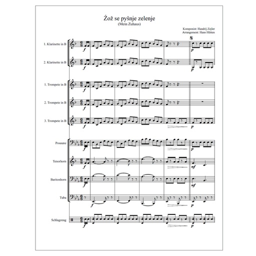[S126] Pdf Noten - Źož se pyšnje zelenje/Mein Zuhaus
