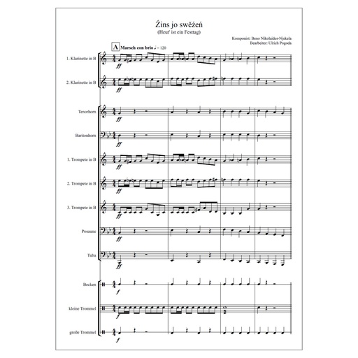 [S126] Pdf Noten - Źins jo swěźeń/Heut' ist ein Festtag