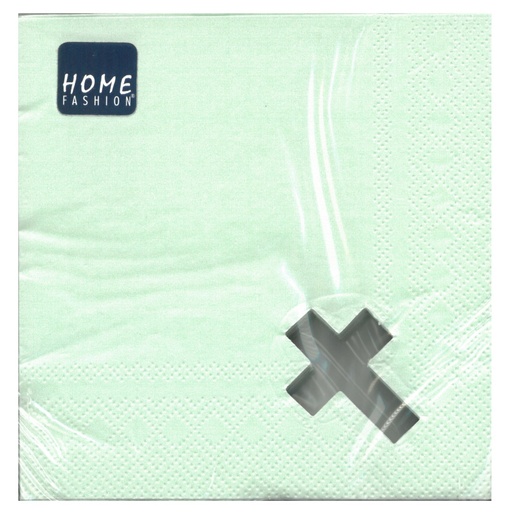 [SB] Servietten/Punched Cross Pearl Effect mint mit ausgestanztem Kreuz 25*25cm