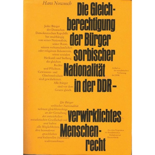 [LB] (A) Antiquariat- Die Gleichberechtigung der Bürger sorbischer Nationalität in der DDR